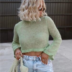 Zara Light Green Cowl Neck Sweater
